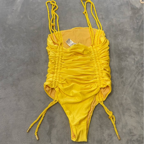 New! Baobab Ancla Ruched Swimsuit In Popcorn yellow nwot 24169 - Picture 12 of 14